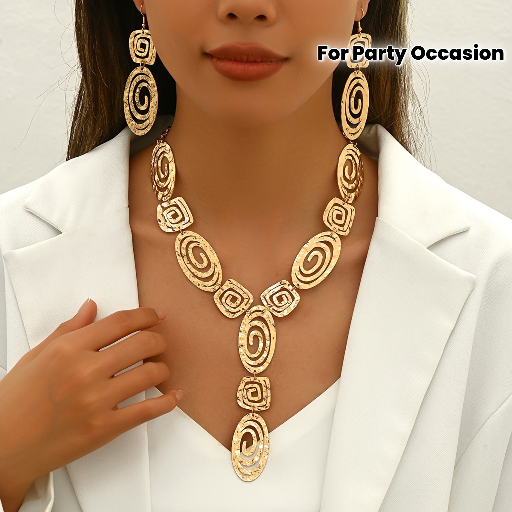 Middle Eastern Spiral Earrings & Y Necklace Set